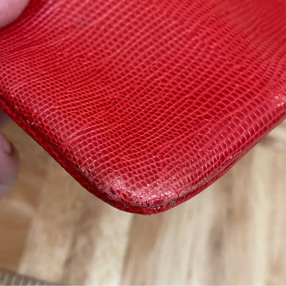 Vintage ETRA Genuine Leather Red Leather Kiss-Lock Convertible Clutch Bag - Picture 12 of 12